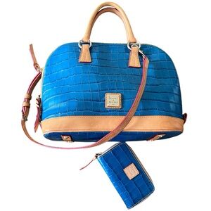 Dooney & Bourke Blue and Tan Satchel